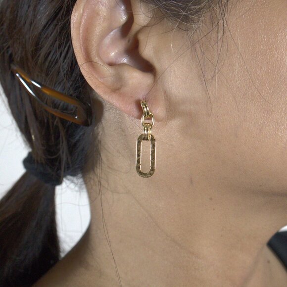 Women's 14K Gold-Plated Chain Links Dangle Earrings - Picture 3 of 9
